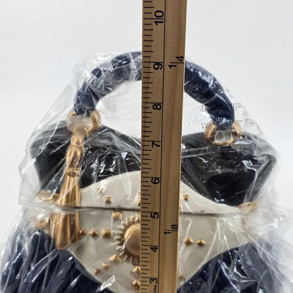 David's Cookies Handbag Cookie Jar : Navy Blue & Gold Purse Vintage